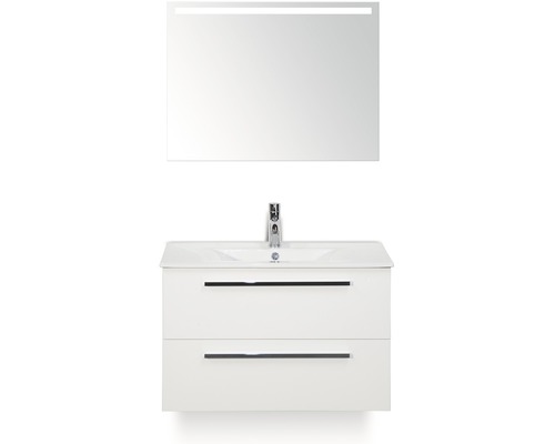 Kúpeľňová zostava Sanox Seville keramika zrkadlo 80 cm biela s LED