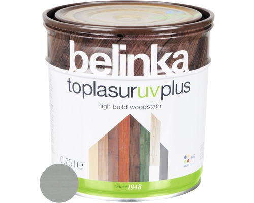Silnovrstvá lazúra Belinka Toplasur platinovo sivá 0,75 l Belinka Toplasur UV Plus lazúra na drevo Plechovka