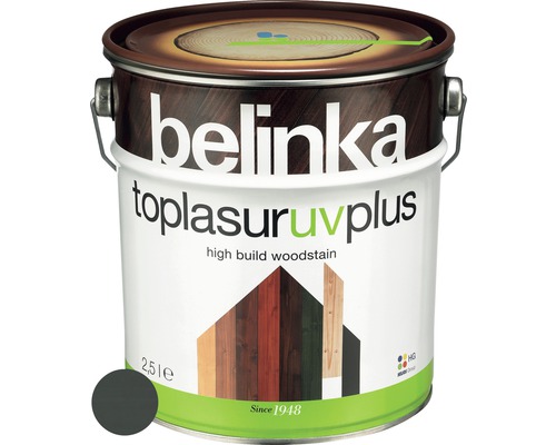Silnovrstvá lazúra Belinka Toplasur grafitovo sivá 2,5 l Belinka Toplasur UV Plus lazúra na drevo v 2,5 litrovom balení