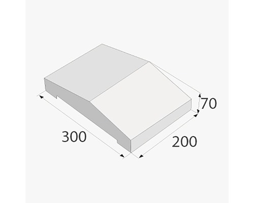 Technický nákres zákrytovej dosky s rozmermi 300 x 200 x 70 milimetrov