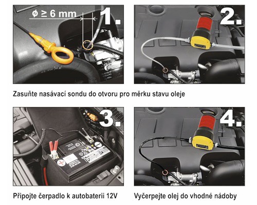 Návod na odčerpanie oleja pomocou olejového čerpadla v štyroch krokoch