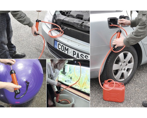 Viacúčelová ručná pumpa používaná na prečerpávanie tekutín a nafukovanie predmetov
