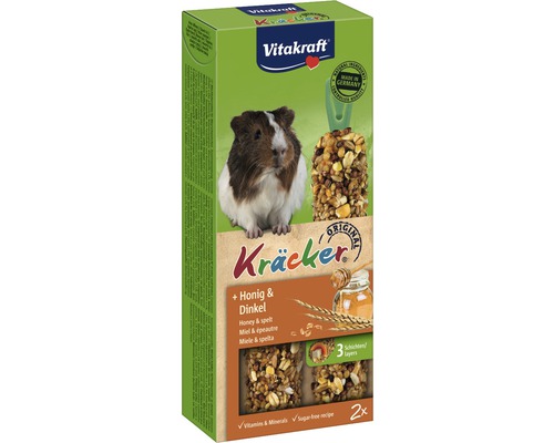 Maškrty pre morčatá Vitakraft Kräcker s medom 2 ks 112 g Vitakraft Kräcker s medom a špaldou pre hlodavce, dve tyčinky