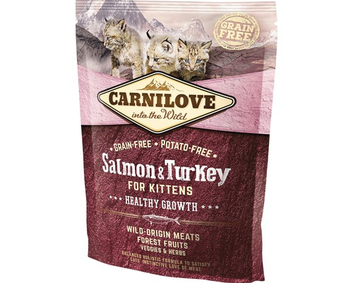 Granule pre mačky Carnilove Cat Salmon&Turkey for Kittens 400 g Carnilove Losos a moriak suché krmivo pre mačiatka v balení