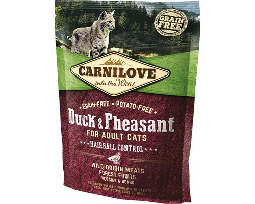 Granule pre mačky Carnilove Cat Grain Free Duck&Pheasant 400 g Carnilove suché krmivo kačica a bažant pre dospelé mačky, bez obilnín