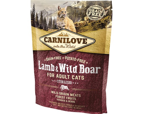 Granule pre mačky Carnilove Cat Lamb&Wild Boar 400 g Carnilove suché krmivo pre mačky jahňacie a diviak pre dospelé mačky