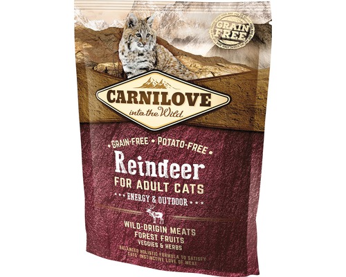 Granule pre mačky Carnilove Cat Reindeer Energy 400 g Carnilove Adult Cat Reindeer krmivo pre mačky, bez obilnín