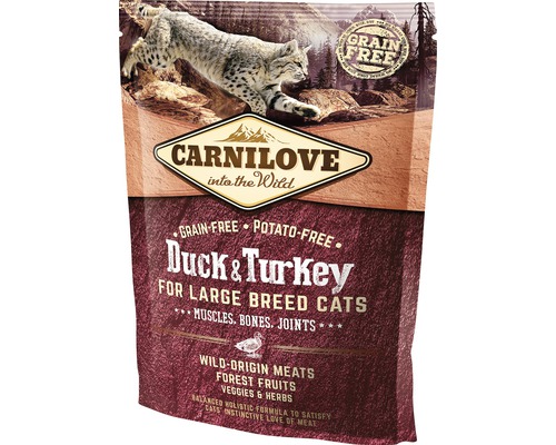 Granule pre mačky Carnilove Cat Duck&Turkey for Large Breed Cats 400 g Carnilove suché krmivo kačica a morka pre veľké plemená mačiek