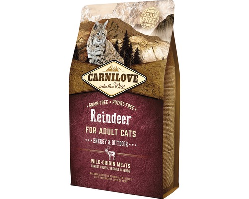Granule pre mačky Carnilove Cat Reindeer Energy 2 kg Carnilove suché krmivo sob pre dospelé mačky, bez obilia