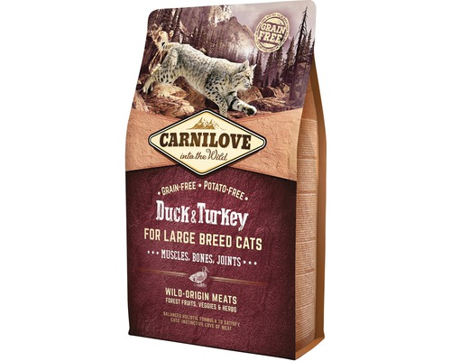 Granule pre mačky Carnilove Cat Duck&Turkey for Large Breed Cats 2 kg Carnilove suché krmivo pre mačky s kačicou a moriakom pre veľké plemená mačiek