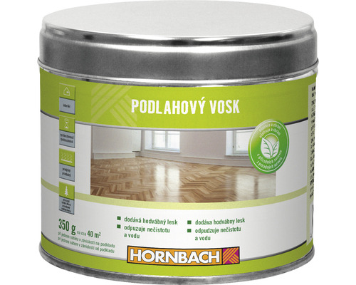 Vosk na drevo Hornbach bezfarebný 0,35 kg ekologicky šetrné Podlahový vosk v kovovej dóze s hmotnosťou 350 gramov na približne 40 metrov štvorcových