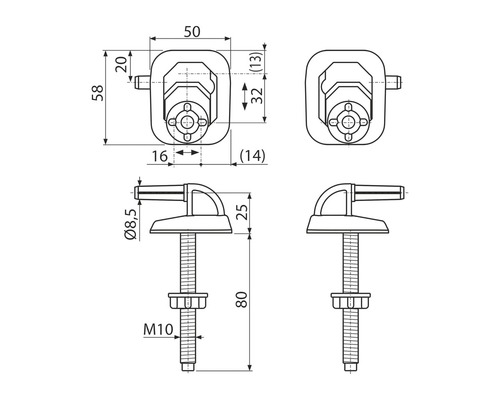 Technický nákres WC sedátka s rozmermi