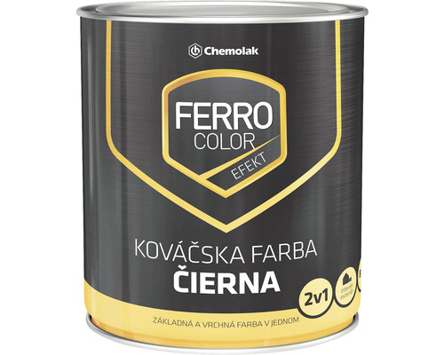 Farba syntetická antikorózna 2 v 1 Ferro Color pololesk EFEKT kováčska čierna 2,5 l