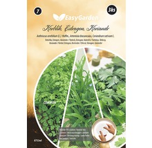 Semenáčkový disk s trebuľkou, estragónom a koriandrom do záhrady.