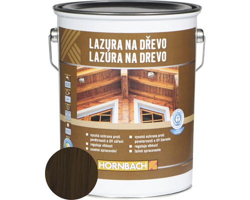 Univerzálna lazúra na drevo Hornbach, palisander 5 l Lazúra na drevo v plechovke s obrázkom dreveného stropu