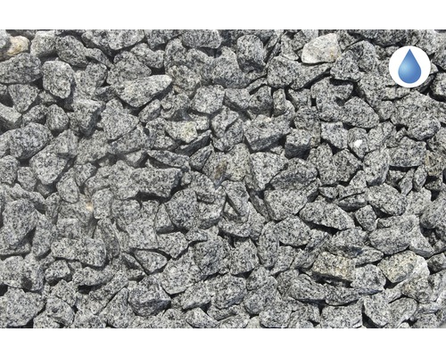 Sivé štiepané kamene so symbolom kvapky vody