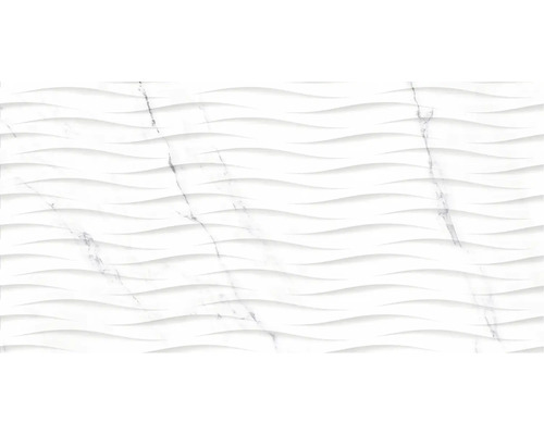 3D obklad imitácia mramoru Verona deco blanco 45 x 90 cm Biela obkladačka s vlnitou štruktúrou