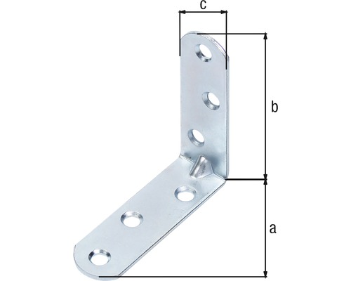 Rohový spojovací prvok s rozmermi a, b a c