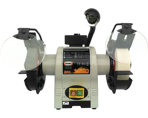 Dvojkotúčová brúska s brúsnymi kotúčmi a lampou