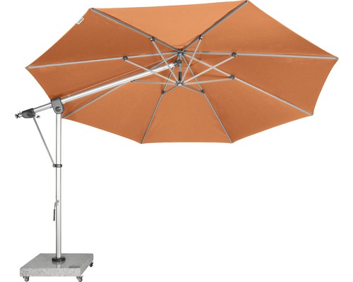 Výkyvný slnečník s betónovým podstavcom a kolieskami