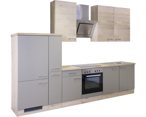 Kompletná kuchynská linka so spodnými skrinkami, hornými skrinkami, digestorom a drezom