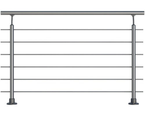 Komplet zábradlia Pertura hliník so šiestimi tyčami z nehrdzavejúcej ocele na montáž k podlahe š: 1,50 m