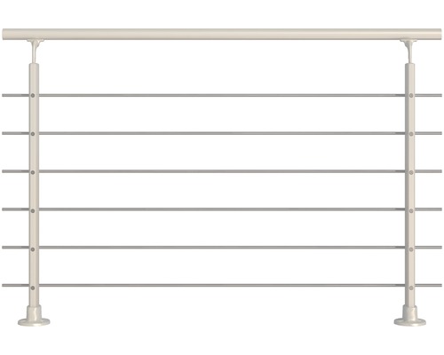 Komplet zábradlia Pertura hliník biely so šiestimi tyčami z nehrdzavejúcej ocele na montáž k podlahe š: 1,50 m