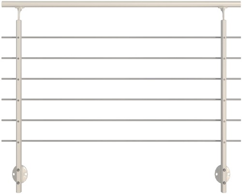 Komplet zábradlia Pertura hliník biely so šiestimi tyčami z nehrdzavejúcej ocele na bočnú montáž š: 1,50 m