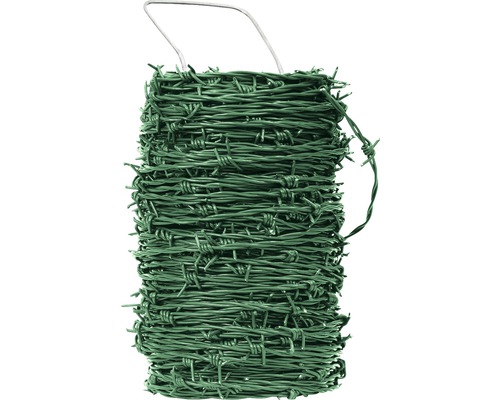 Ostnatý drôt Pilecký Pichláček Zn+PVC 240 g/m² zelený 100 m Rolka zeleného ostnatého drôtu s držadlom
