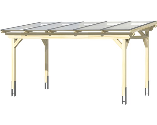 Drevený prístrešok pre auto s priehľadnou strechou