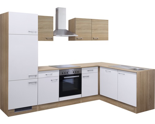 Vstavaná kuchyňa s drezom, sporákom, digestorom a kuchynskými skrinkami