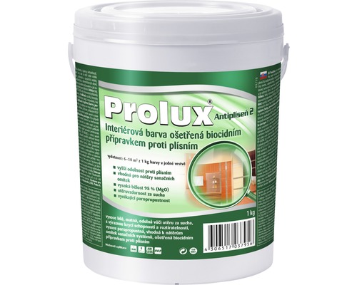 Prolux Antipleseň 2 biela farba na stenu 1 l Vedro interiérové farby Prolux Antiplíseň 2, ošetrené biocídom, proti plesniam