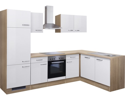 Kuchynská linka so skrinkami, drezom, varnou doskou a odsávačom pár