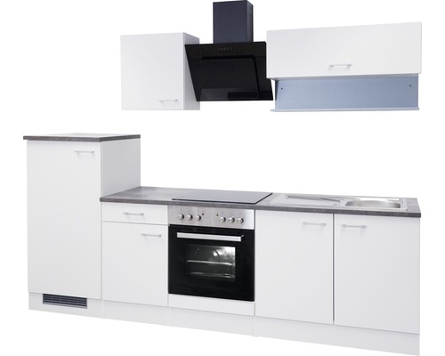 Kuchynská linka so spodnými skrinkami, drezom, sporákom a digestorom