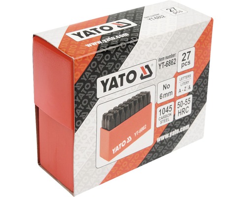 Sada písmenových pečiatok Yato s 27 dielmi v balení