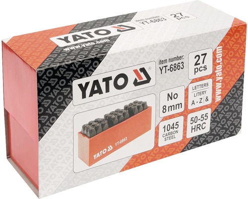 Sada razníkov Yato, písmená A-Z a & v krabici