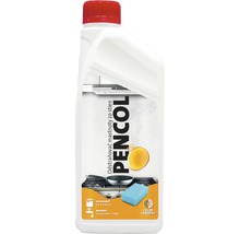 Odstraňovač mastnoty v bielej plastovej fľaši s červeným viečkom.