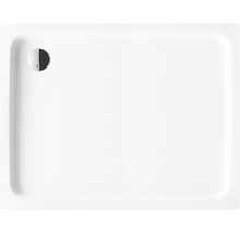 Biela sprchová vanička s obdĺžnikovým tvarom a odtokovou armatúrou