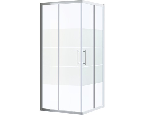 Rohová sprcha s vodorovnými pruhmi