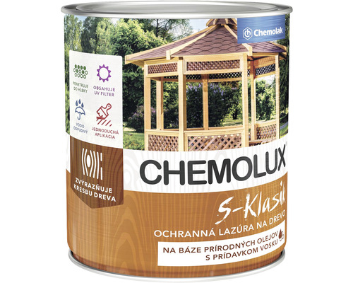Lazúra na drevo CHEMOLAK S-1040 Chemolux Klasik tenkovrstvová syntetická týk 2,5 l