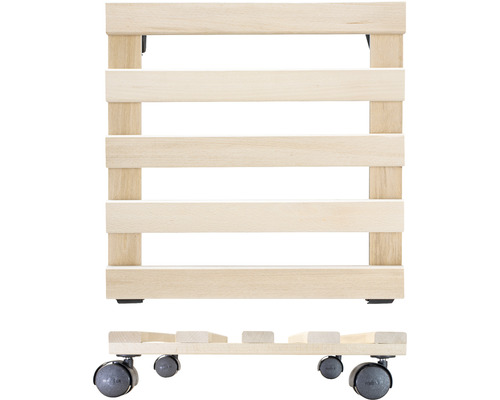 Drevený vozík na rastliny s kolieskami