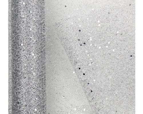 Organza 30x270 cm strieborná Rolka dekoračnej látky s trblietkami