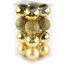 Balenie zlatých vianočných gúľ v rôznych prevedeniach