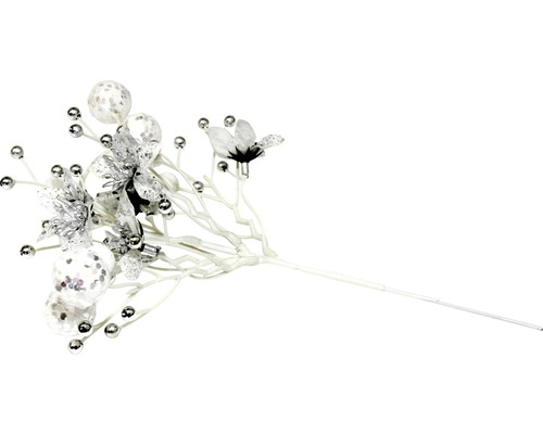 Dekoratívna vetva s bobuľami, kvetmi a guľôčkami