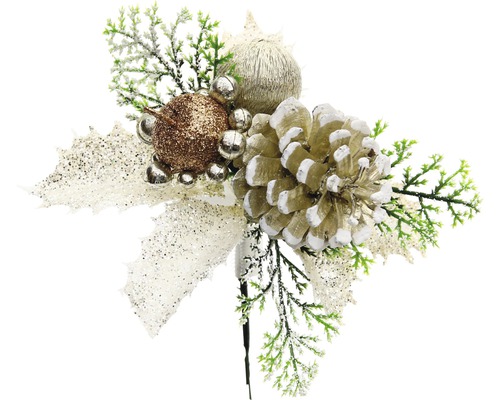 Dekoratívna vianočná vetvička so šiškami, bobuľami a listami