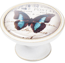 Keramická nábytková gombička s motívom motýľa