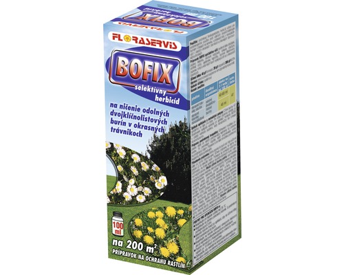 Prípravok na ničenie burín BOFIX Floraservis 100 ml Bofix selektívny herbicíd na ničenie odolných dvojklíčnolistových burín v okrasných trávnikoch