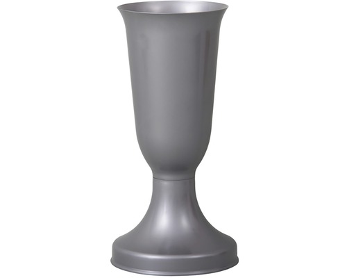 Hrobová váza ADONIS so záťažou Ø15 x 30 cm plastová lesklá strieborná