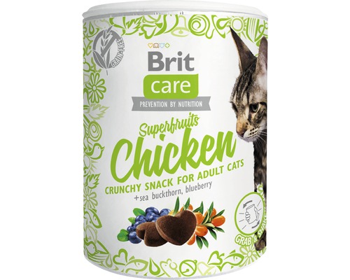 Maškrty pre mačky Brit Care Cat Snack Superfruits Chicken 100 g Brit Care Superfruits Chicken Crunchy Snack pre dospelé mačky plechovka