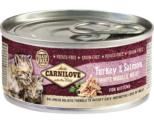 Konzerva pre mačky Carnilove Turkey & Salmon for Kitten 100 g Carnilove mokré krmivo pre mačky s morčacím a lososom pre mačiatka v konzerve